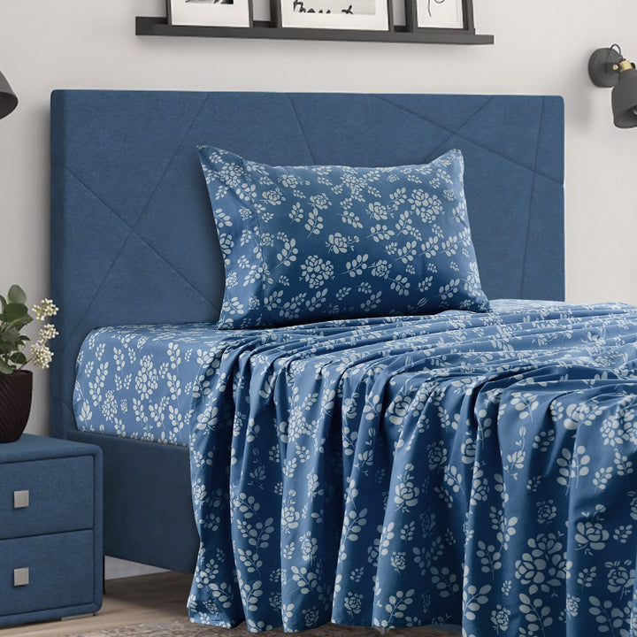 4 Piece Floral Design Bed Sheet Set Ultra-Soft, Wrinkle, Fade Resistant Image 6