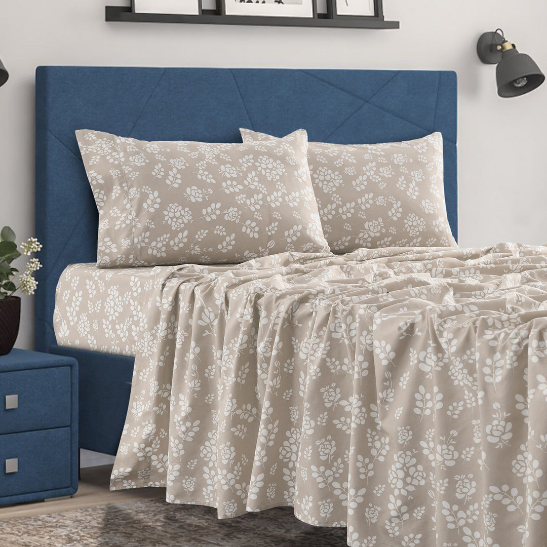 4 Piece Floral Design Bed Sheet Set Ultra-Soft, Wrinkle, Fade Resistant Image 8
