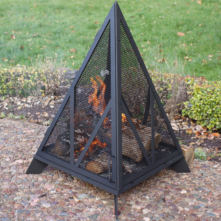 Sunnydaze Majestic Pyramid Heavy-Duty Steel Outdoor Fire Pit Image 2