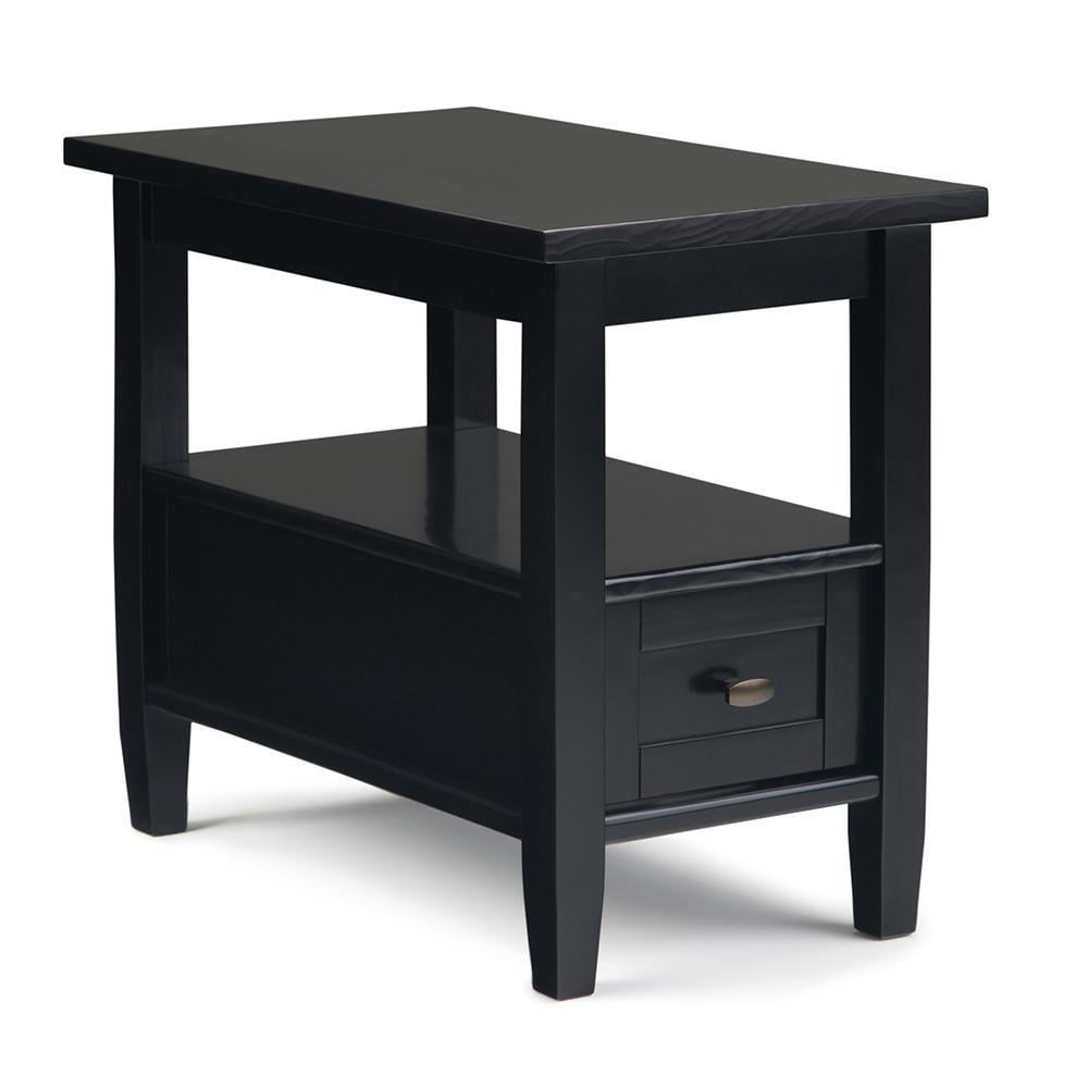 Simpli Home Warm Shaker Narrow End Table Solid Wood 24x14x20 with Drawer and Shelf Image 1