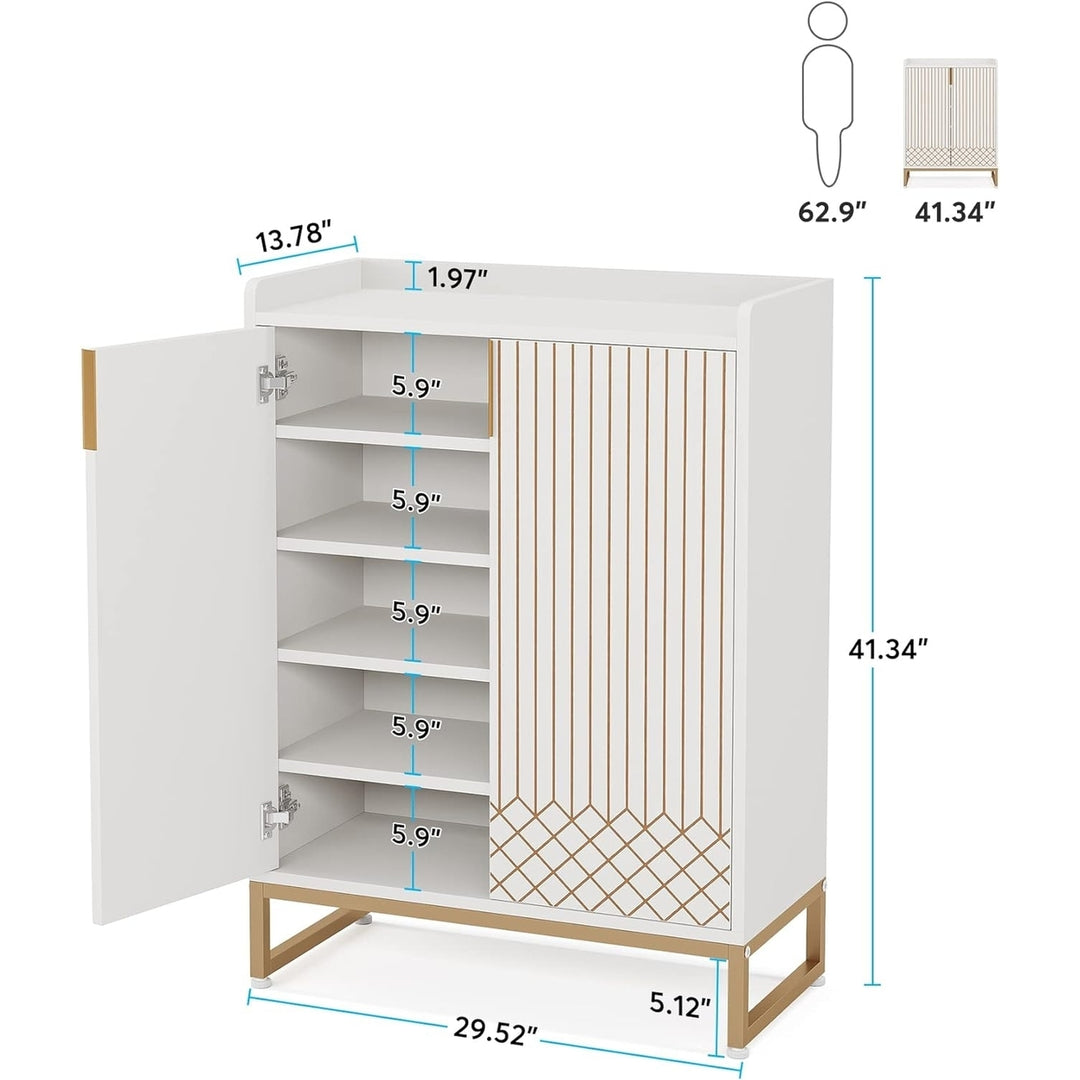 Tribesigns White 5-Tier Shoe Cabinet Entryway Storage for 25 Pairs Wood Organizer Image 4