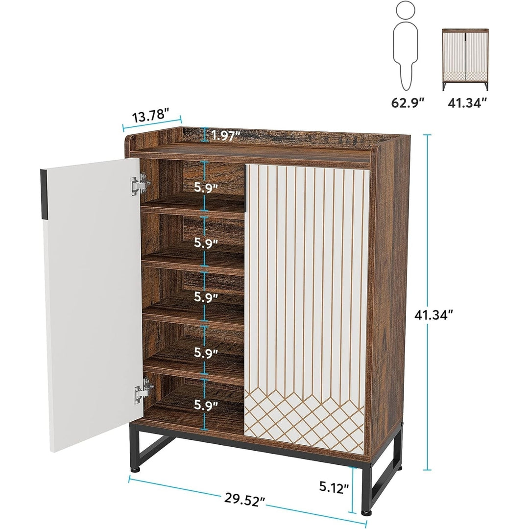 Tribesigns White 5-Tier Shoe Cabinet Entryway Storage for 25 Pairs Wood Organizer Image 7