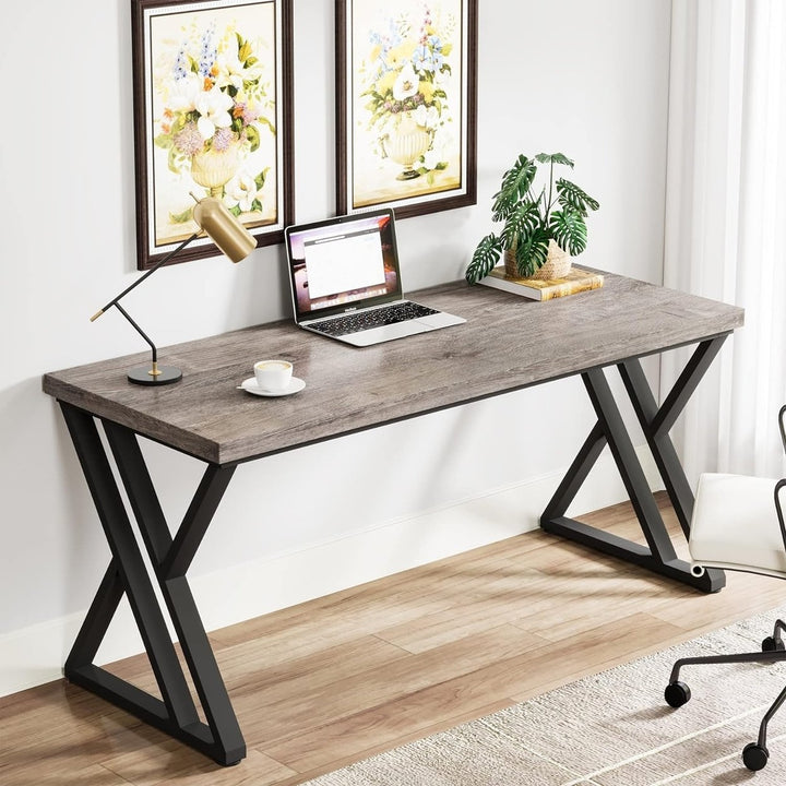 Tribesigns 55" Writing Desk Z-Shaped Metal Leg Modern Home Office Computer Desk Image 6