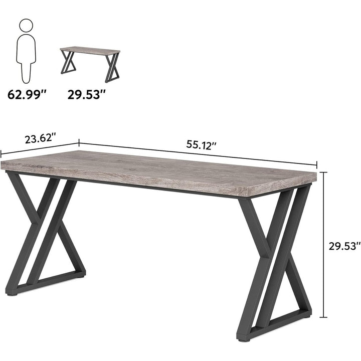 Tribesigns 55" Writing Desk Z-Shaped Metal Leg Modern Home Office Computer Desk Image 8