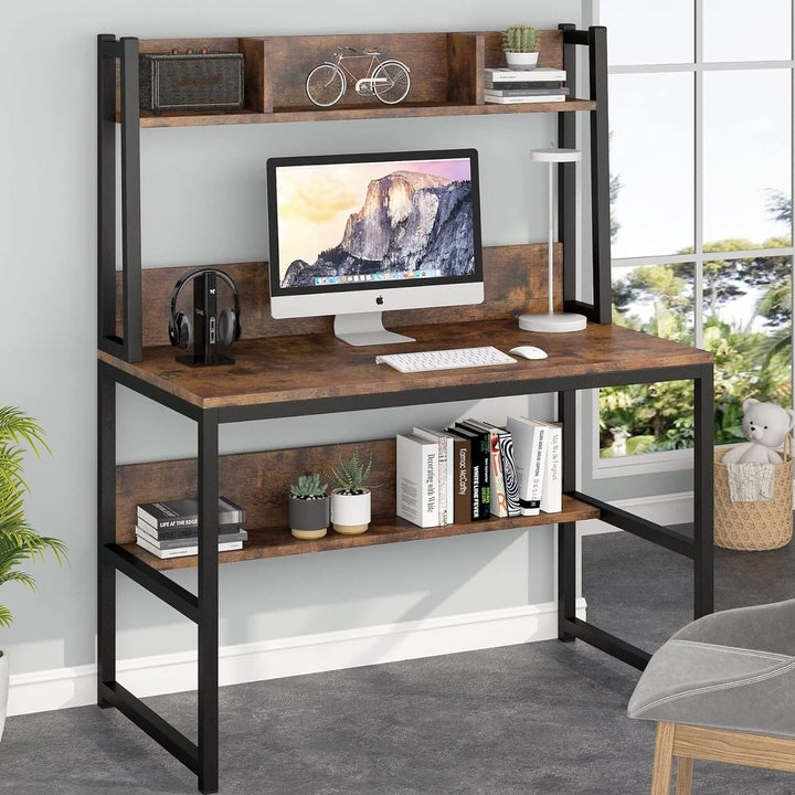 Tribesigns Computer Desk with Hutch, Modern PC Laptop Table Study Writing Desk with Storage Space Image 2