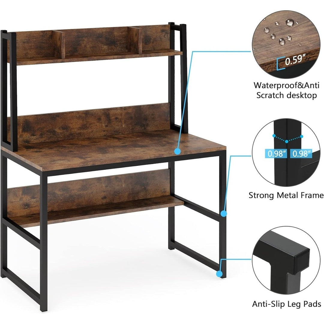 Tribesigns Computer Desk with Hutch, Modern PC Laptop Table Study Writing Desk with Storage Space Image 3