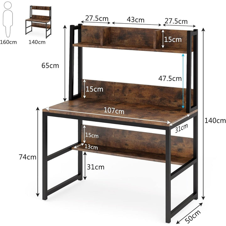 Tribesigns Computer Desk with Hutch, Modern PC Laptop Table Study Writing Desk with Storage Space Image 5