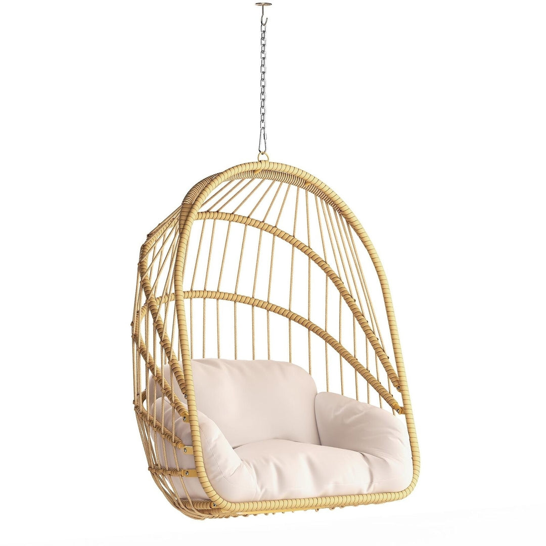 TAUS Hanging Egg Chair Rattan Basket Chair Foldable Swing Hammock Chair with Cushion Image 1