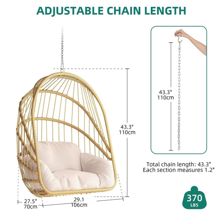 TAUS Hanging Egg Chair Rattan Basket Chair Foldable Swing Hammock Chair with Cushion Image 3