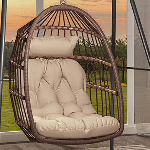 TAUS Rattan Egg Chair Swing Egg Chair Sturdy Steel Frame w/ Cushions for Patio Image 8