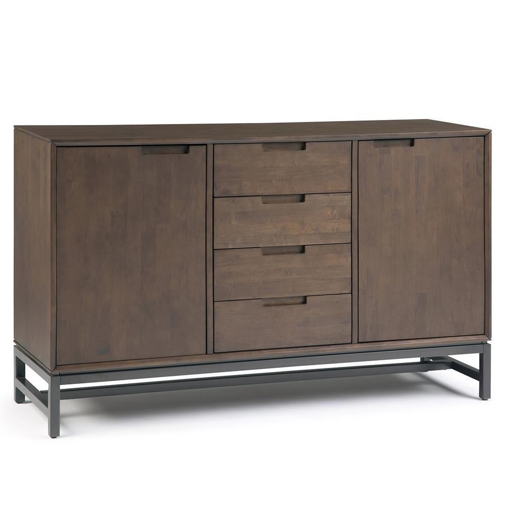 Banting Sideboard Buffet Solid Rubberwood 60 Inch Industrial Walnut Finish Image 1