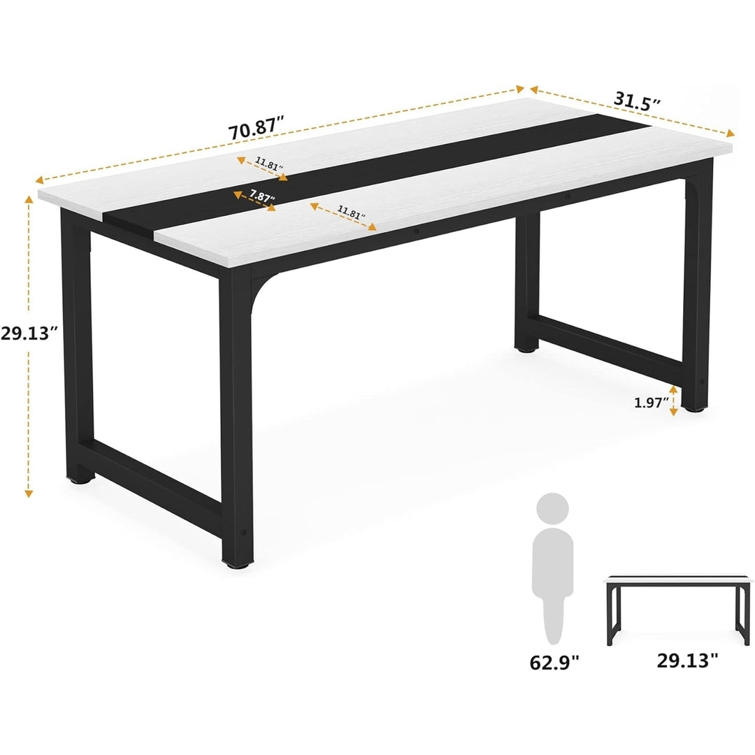 Tribesigns 70.8 Inch Executive Desk Large Office Computer Desk White Modern Image 2