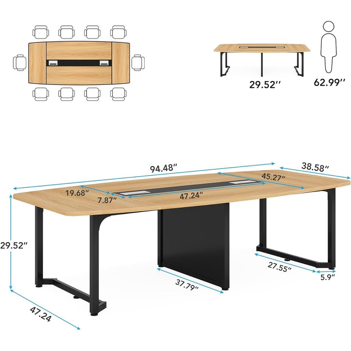 Tribesigns 8FT Conference Table Modern Rectangular Meeting Table Large Office Space Image 6