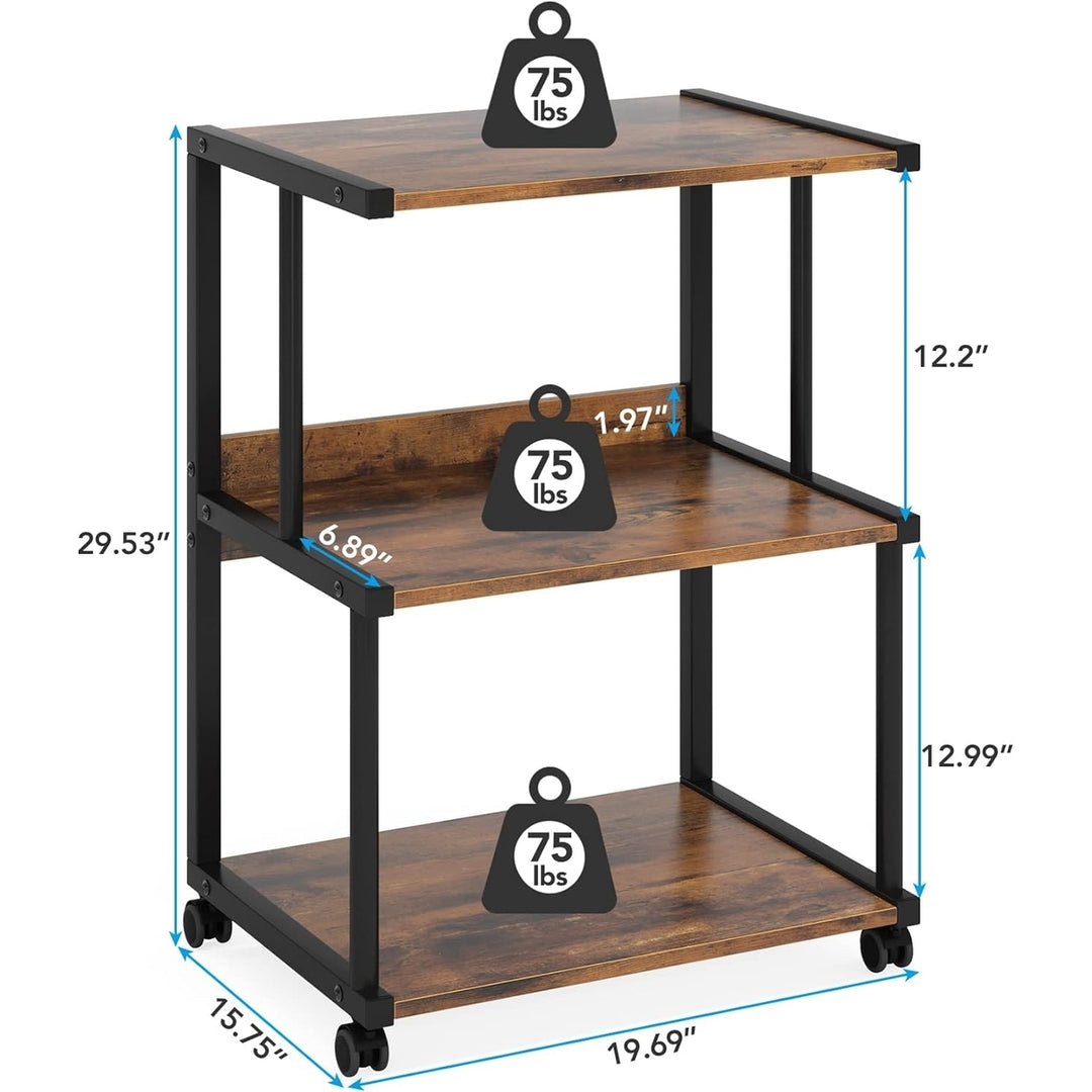 Tribesigns 3-Shelf Printer Stand with Storage, Rolling Printer Table Machine Cart with Wheels, Mobile Desk Organizer Image 3