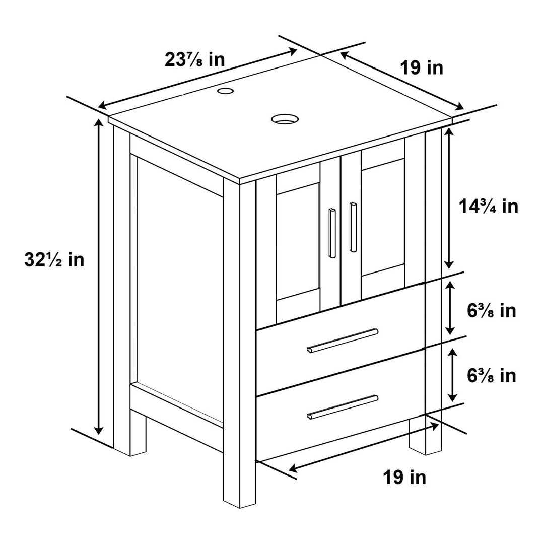 Exbrite 24 in.W x 19 in.D x 32.3 in.H White Wooden Minimalist Bathroom Cabinet Vanity with Mirrors,Two Floor Image 3