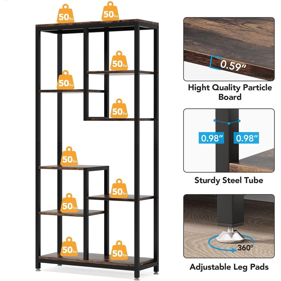 Tribesigns 6-Tier Tall Bookshelf Bookcase, Industrial 8-Shelf Open Bookcase Storage Display Book Shelves Image 4