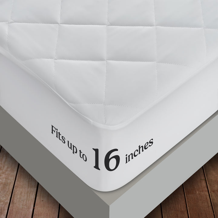 Quilted Fitted Mattress Pad (King- Queen - Full- Twin) - Mattress Cover Stretches up to 16 Inches Deep - Mattress Topper Image 7