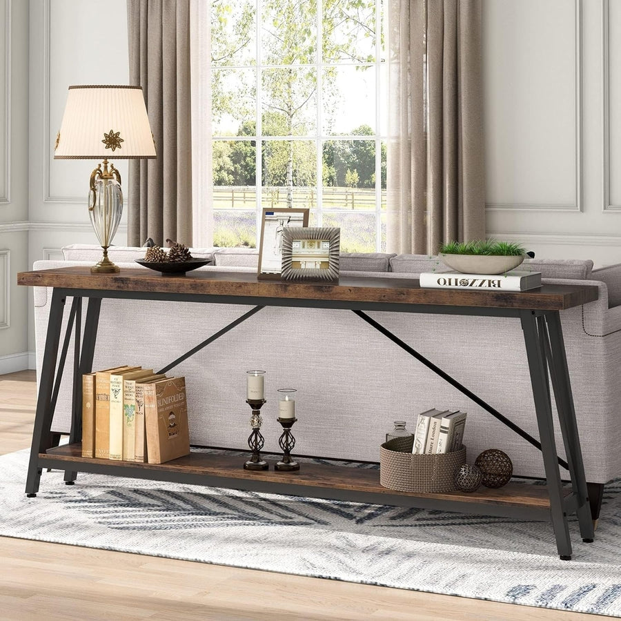 Tribesigns 70.9" Extra Long Sofa Table Behind Couch, Industrial Entry Console Table Image 1