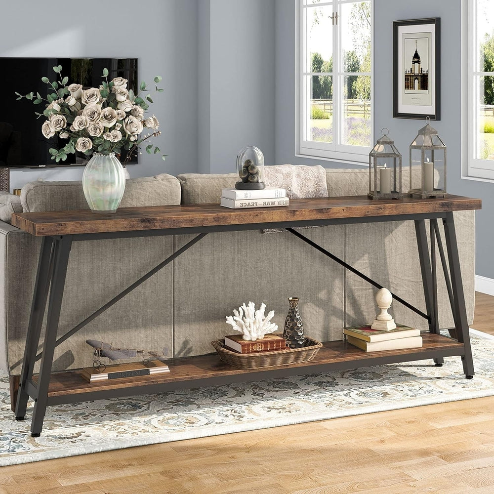 Tribesigns 70.9" Extra Long Sofa Table Behind Couch, Industrial Entry Console Table Image 2