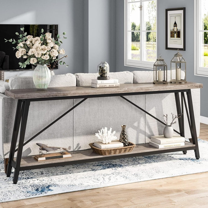 Tribesigns 70.9" Extra Long Sofa Table Behind Couch, Industrial Entry Console Table Image 6