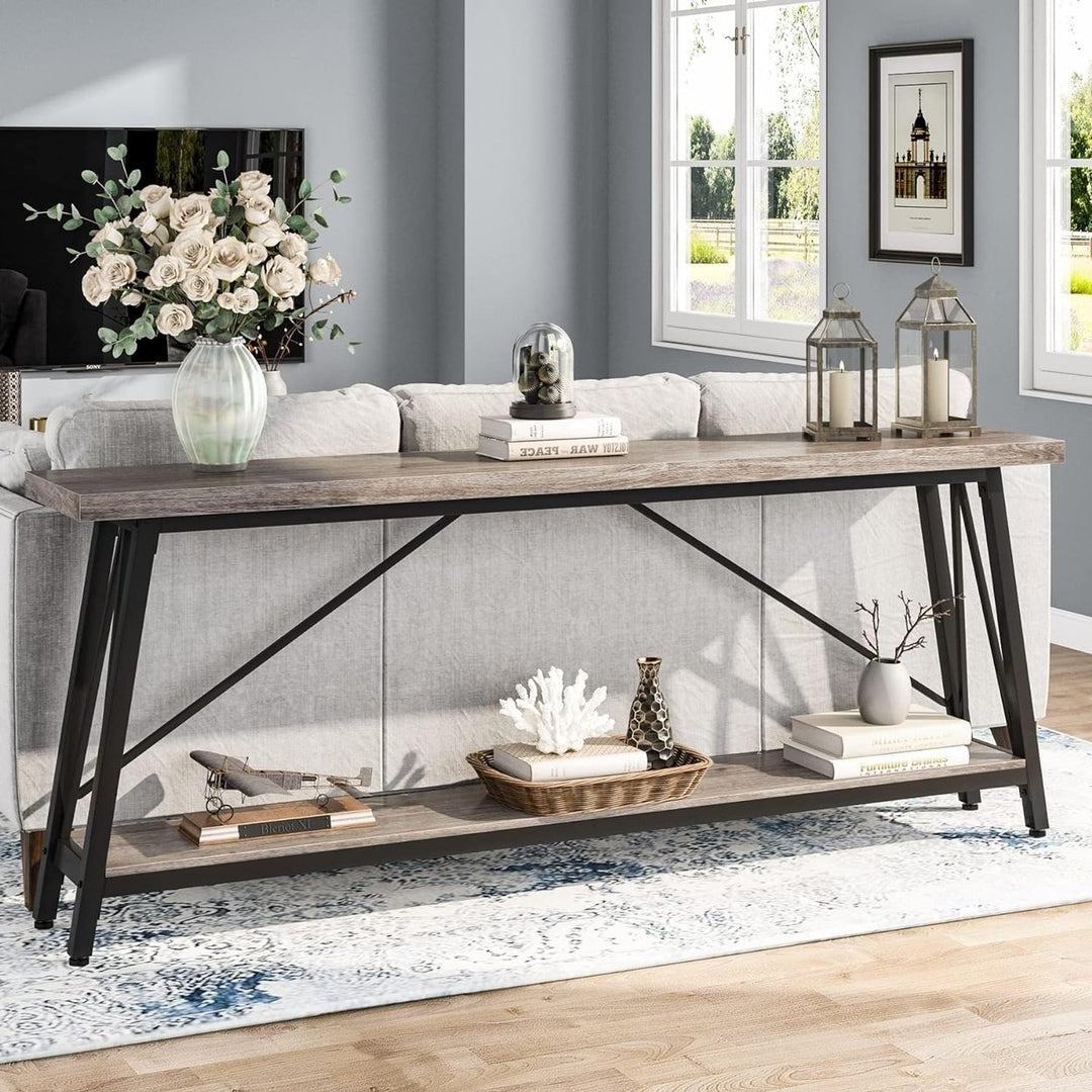 Tribesigns 70.9" Extra Long Sofa Table Behind Couch, Industrial Entry Console Table Image 1