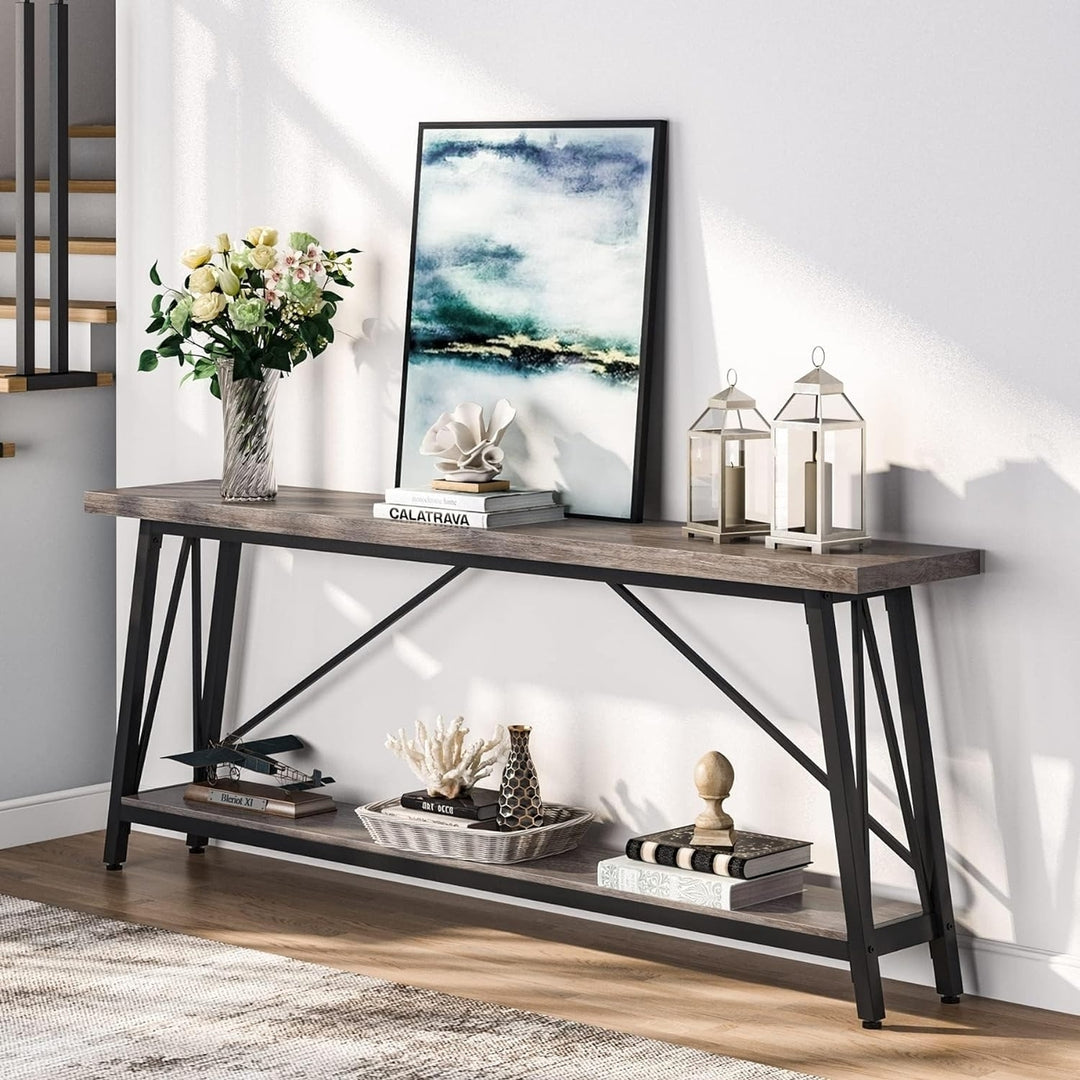 Tribesigns 70.9" Extra Long Sofa Table Behind Couch, Industrial Entry Console Table Image 7