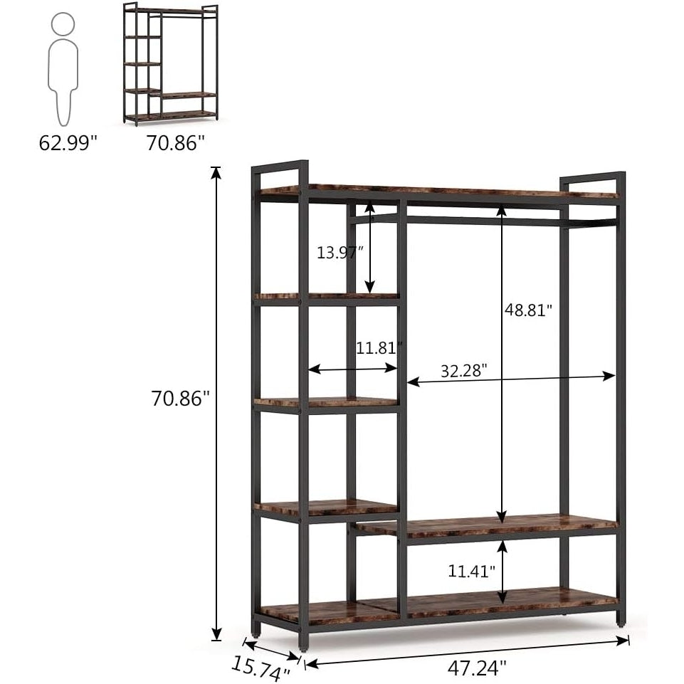 Tribesigns Heavy Duty Free-standing Closet Organizer Portable Garment Rack 450 lb Image 5