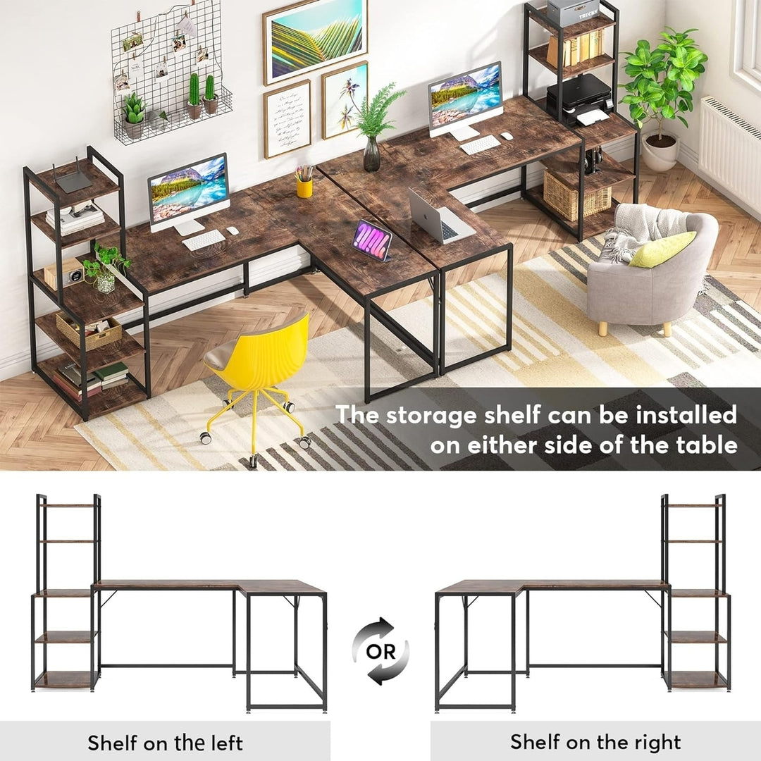 Tribesigns 79" Reversible L-Shaped Computer Desk, Industrial Large Corner Desk with 5 Tier Storage Shelves Image 4