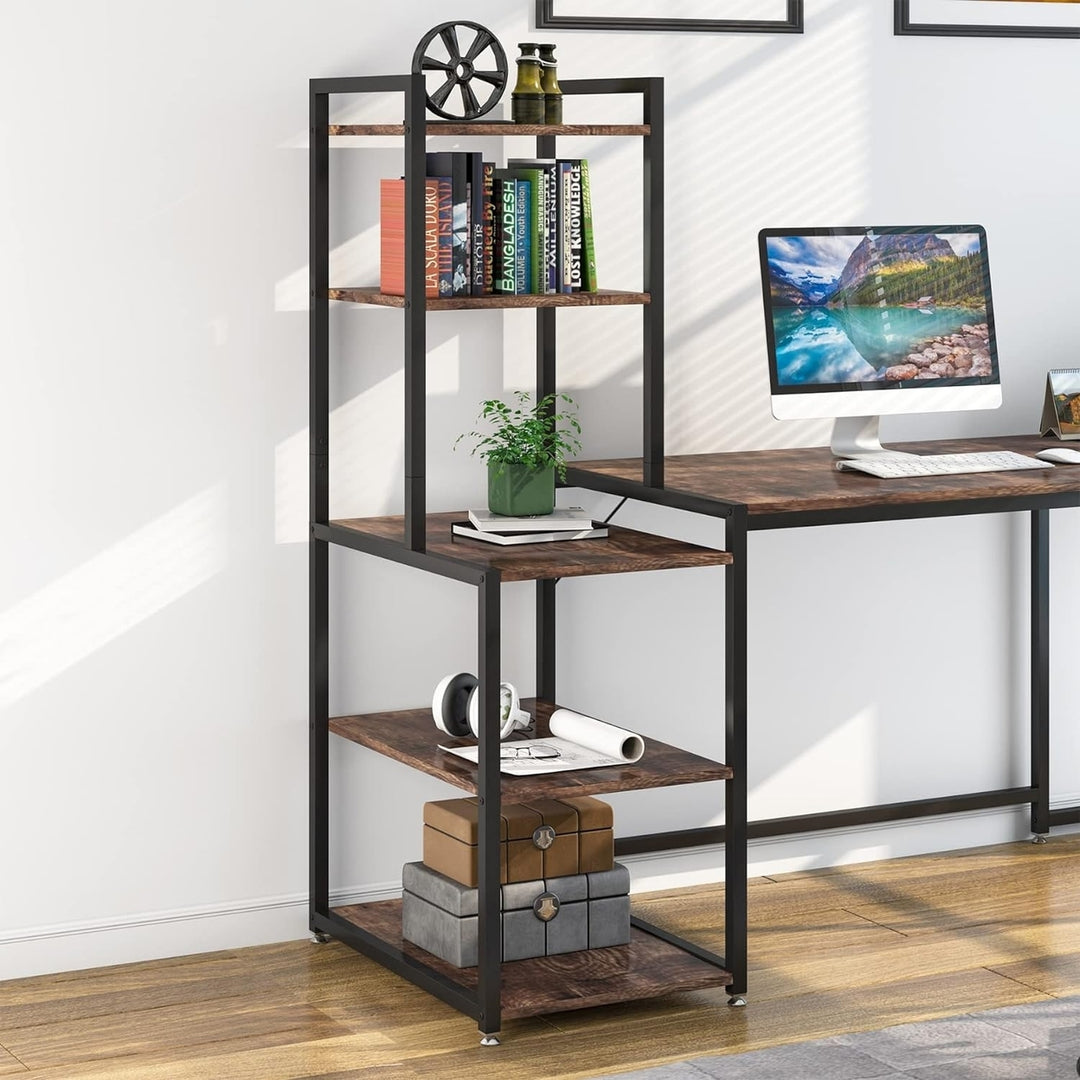 Tribesigns 79" Reversible L-Shaped Computer Desk, Industrial Large Corner Desk with 5 Tier Storage Shelves Image 5