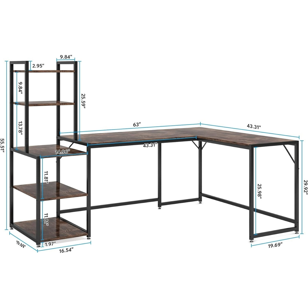 Tribesigns 79" Reversible L-Shaped Computer Desk, Industrial Large Corner Desk with 5 Tier Storage Shelves Image 6