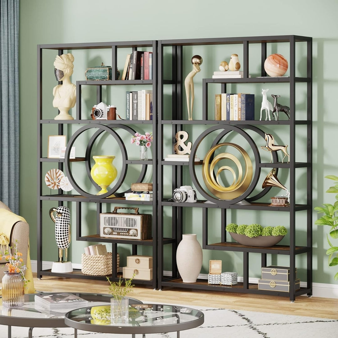 Tribesigns 72" Geometric Bookcase, 8-Tier Industrial Book Shelf with 11 Open Shelving Units Etagere Bookshelves Display Image 6