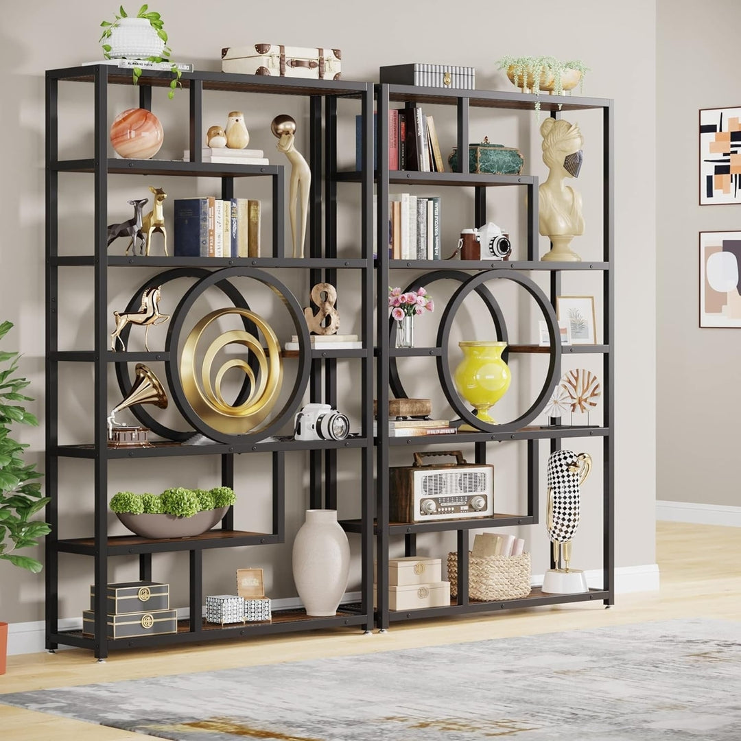 Tribesigns 72" Geometric Bookcase, 8-Tier Industrial Book Shelf with 11 Open Shelving Units Etagere Bookshelves Display Image 7