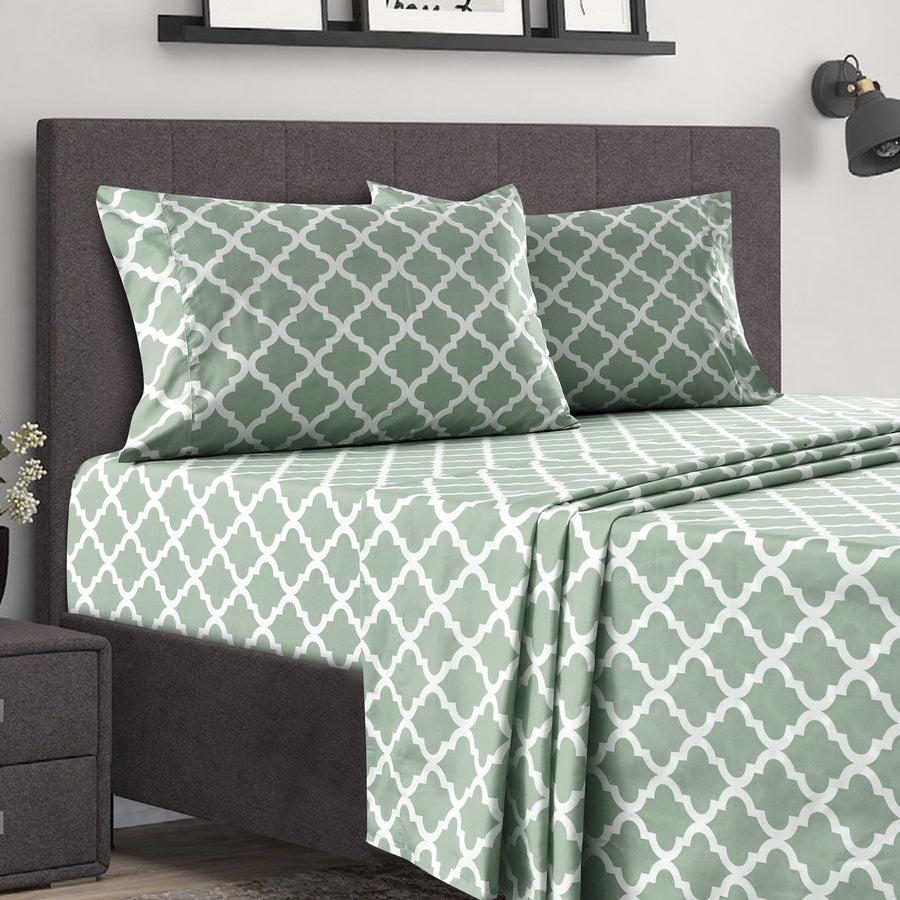 1800 Series Quatrefoil Pattern Bed Sheets Set - Wrinkle, Fade, Stain Resistant - Hypoallergenic Image 1