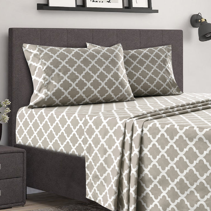 1800 Series Quatrefoil Pattern Bed Sheets Set - Wrinkle, Fade, Stain Resistant - Hypoallergenic Image 4