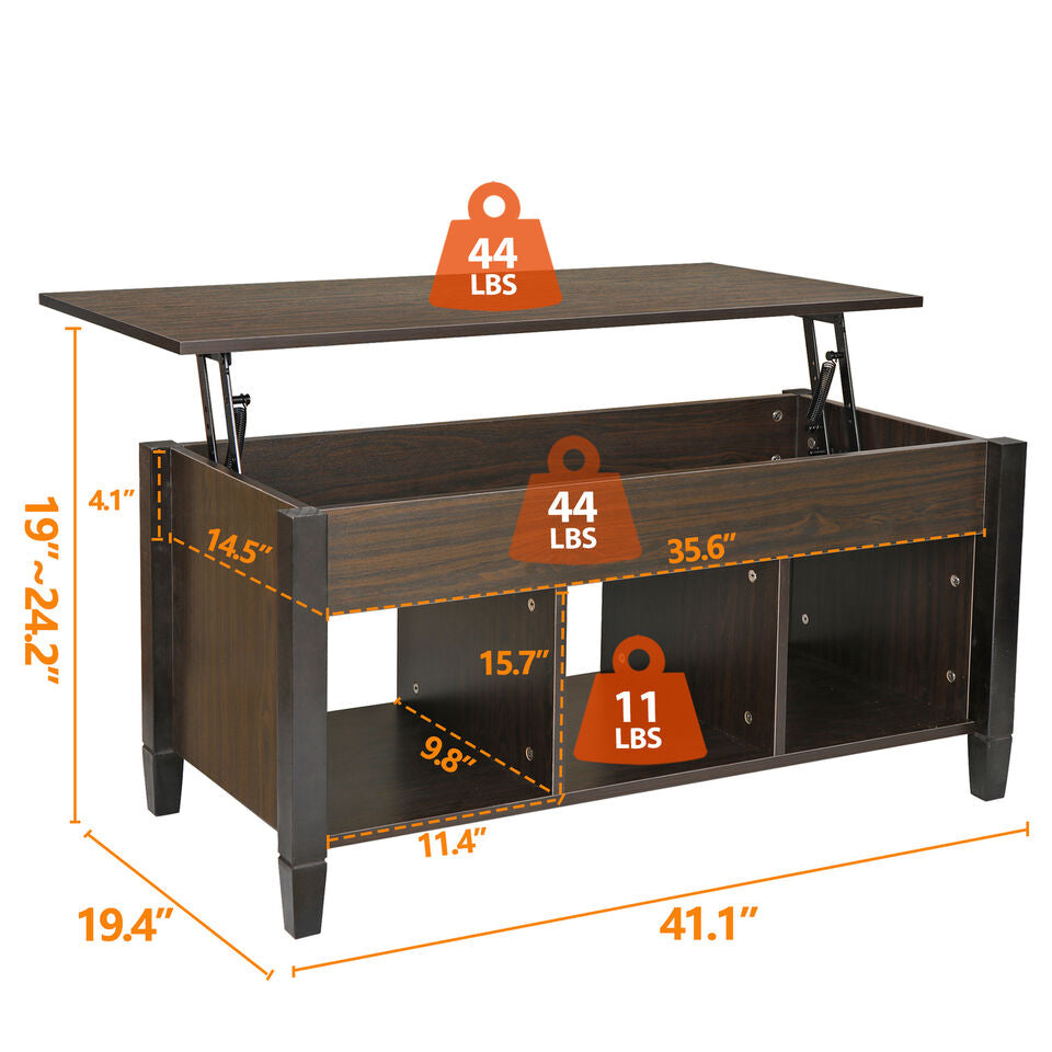 SEGAWE Lift Top Coffee Table Hidden Storage Lift Tabletop Dining Table for Living Room Image 3