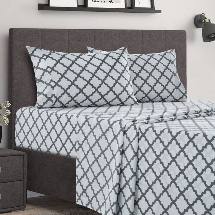 1800 Series Quatrefoil Pattern Bed Sheets Set - Wrinkle, Fade, Stain Resistant - Hypoallergenic Image 1