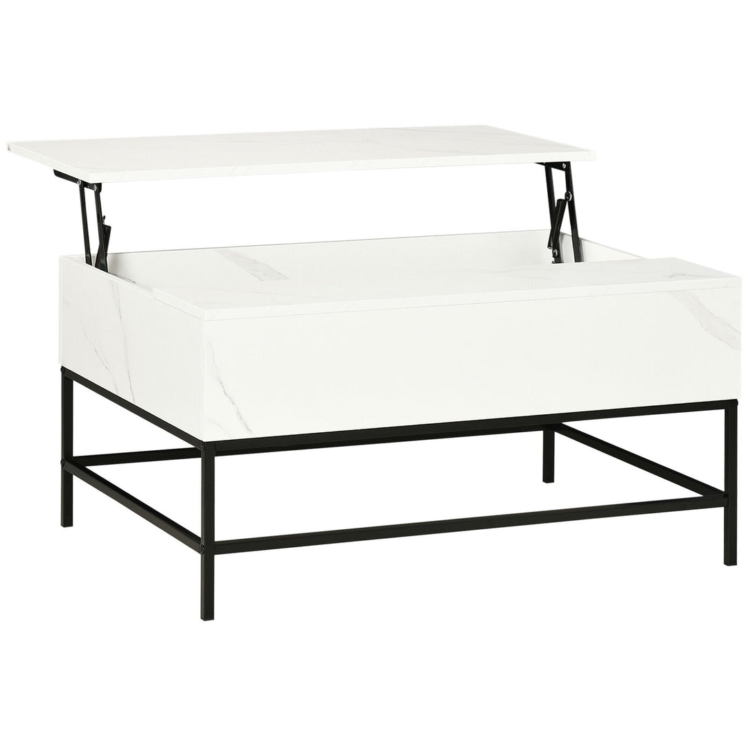 HOMCOM Modern Lift Top Coffee Table for Living Room with Center Storage White Image 2