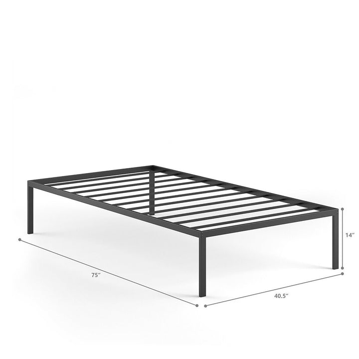 14 Inch Heavy Duty Metal Platform Bed Frame Steel Slat Mattress Foundation Black Image 3