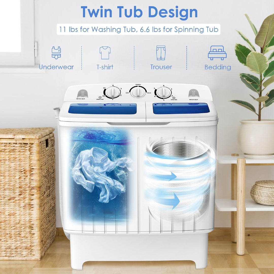 Portable Mini Compact Twin Tub 20lb Washing Machine Washer Spin Dryer Image 5