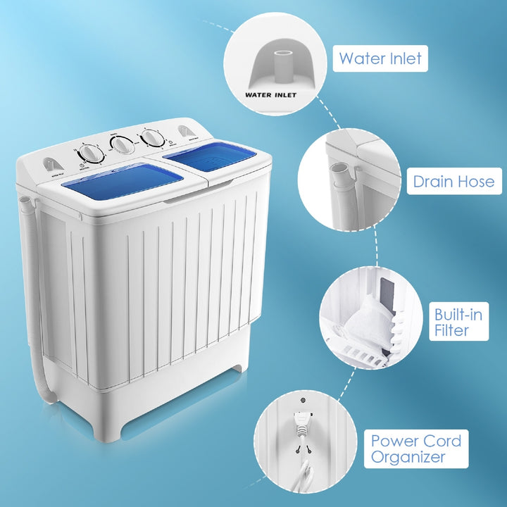 Portable Mini Compact Twin Tub 20lb Washing Machine Washer Spin Dryer Image 8