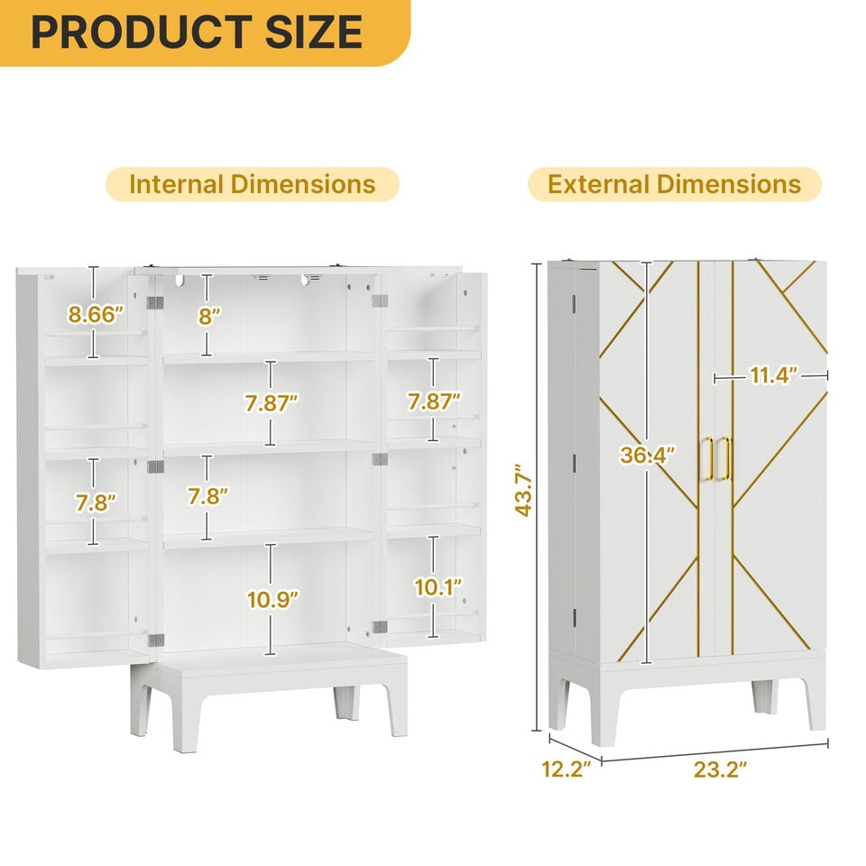 Freestanding Kitchen Pantry Storage Food Cabinet Cupboard with Doors and Shelves Image 6