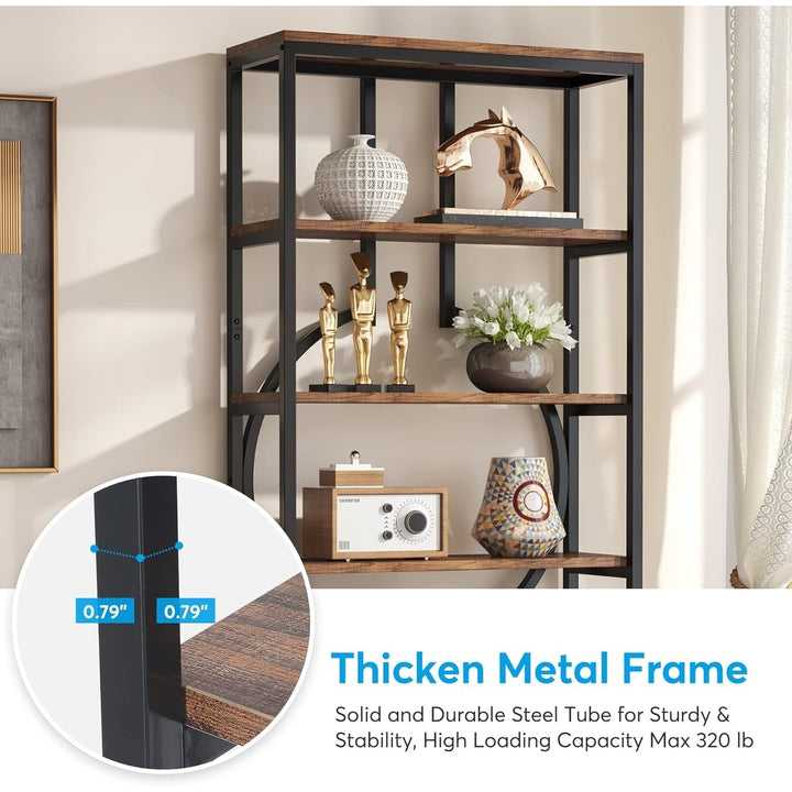 Tribesigns 70.86" Industrial Bookshelf, 6-Tier Tall Bookcase with Open Shelves, Wood and Metal Display Shelf Storage Image 3
