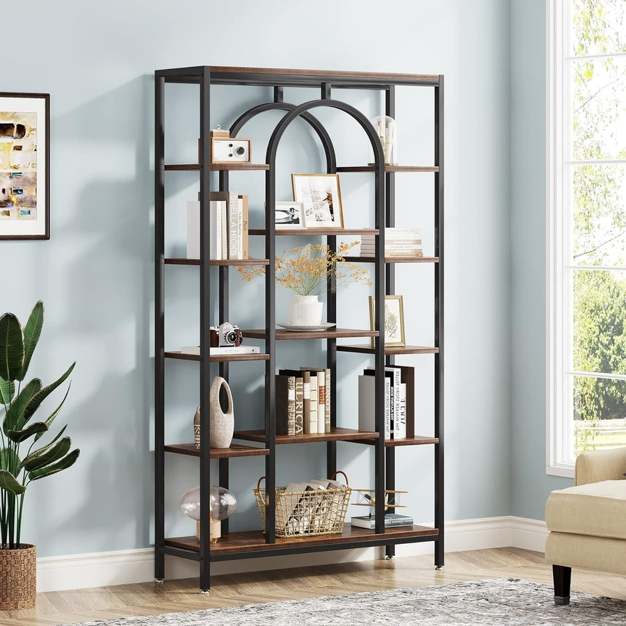 Tribesigns 5-Tier Bookshelf, Industrial Tall Bookcase Book Shelf Organizer Freestanding Open Display Shelves Image 1