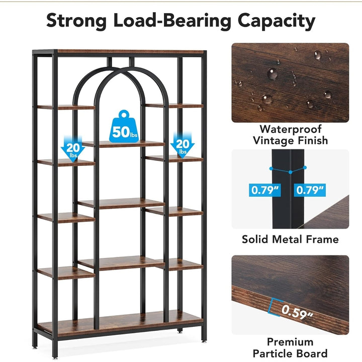 Tribesigns 5-Tier Bookshelf, Industrial Tall Bookcase Book Shelf Organizer Freestanding Open Display Shelves Image 3