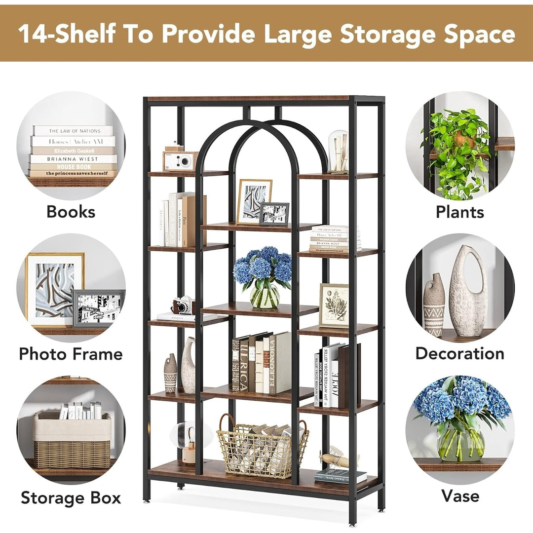 Tribesigns 5-Tier Bookshelf, Industrial Tall Bookcase Book Shelf Organizer Freestanding Open Display Shelves Image 4