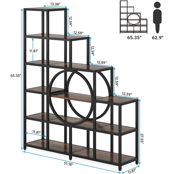 Tribesigns 16 Shelves Bookshelf, 65" Tall Industrial Ladder Corner Bookcase, 12 Cubes Stepped Etagere Bookshelf Image 7