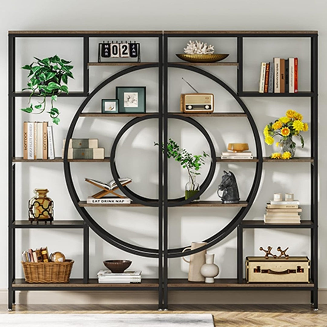 Tribesigns 71" Industrial Geometric Bookcase 8-Tier Etagere Bookshelf Metal Frame Image 1