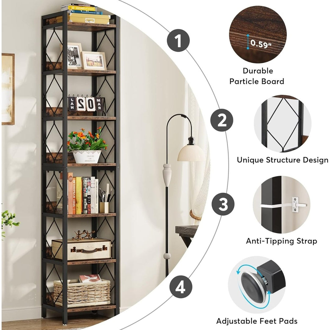 Tribesigns 78.7" Extra Tall Narrow Bookshelf, 7 Tier Skinny Bookcase for Small Spaces, Freestanding Display Shelves Image 5