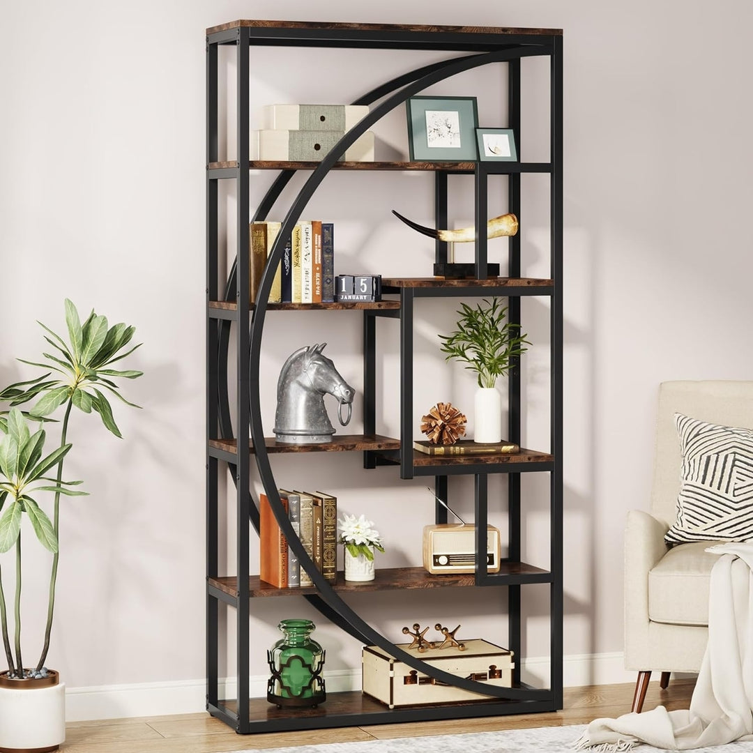 Tribesigns Industrial 5-Tier Etagere Bookcase, 70.8" Tall Bookshelf with 8 Open Storage Shelf, Book Shelf Display Tack Image 3