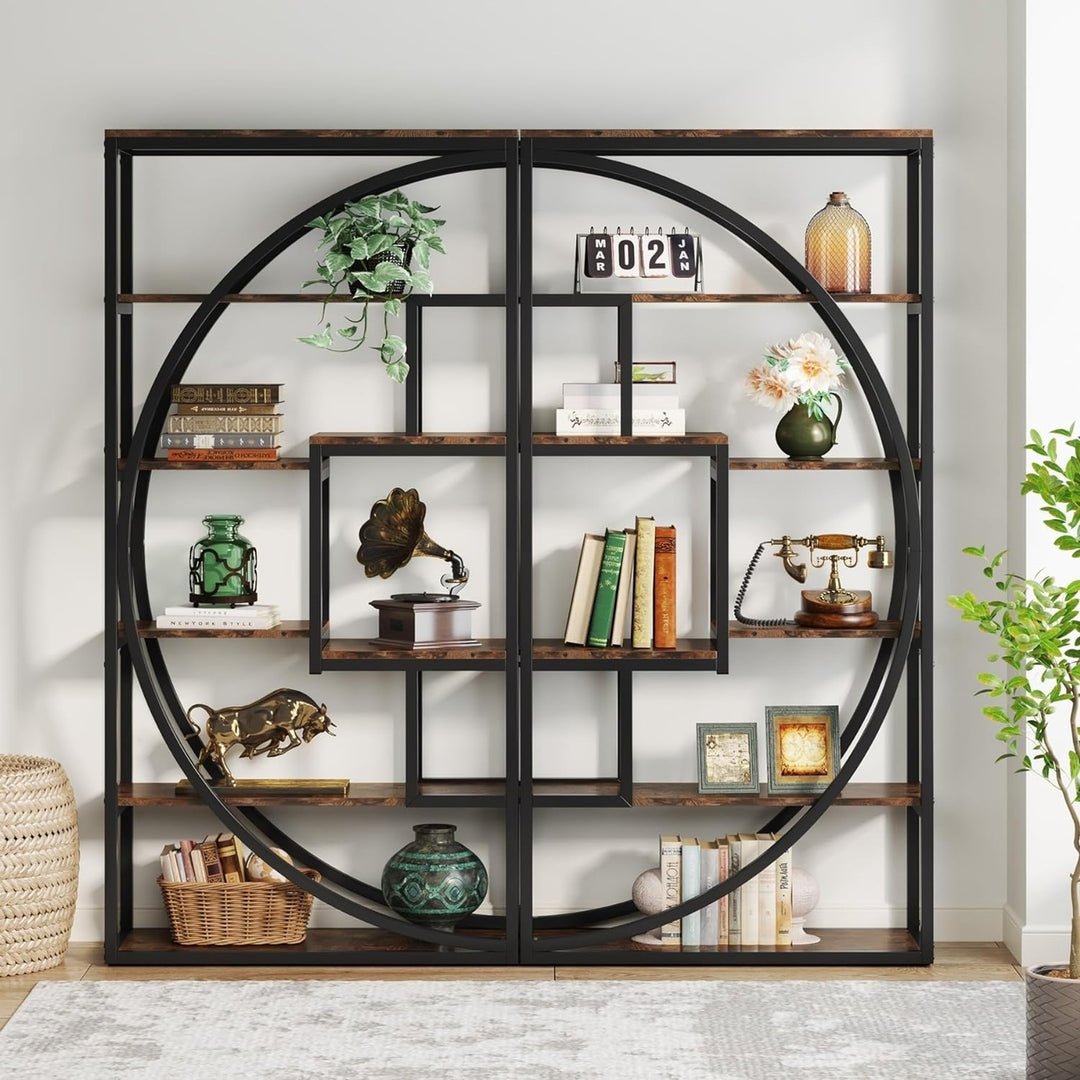 Tribesigns Industrial 5-Tier Etagere Bookcase, 70.8" Tall Bookshelf with 8 Open Storage Shelf, Book Shelf Display Tack Image 4